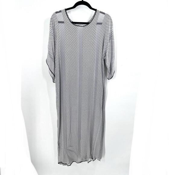 Vintage Bespoke Union Made Custom Navy Silk Pajamas Long Nightgown - Picture 5 of 7